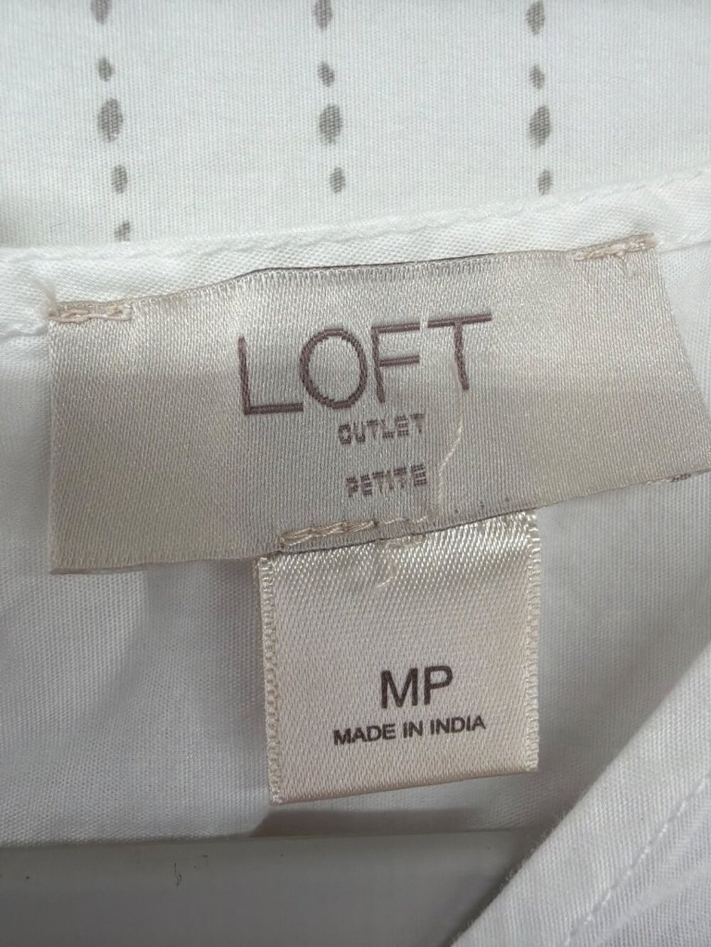 Loft Womens Top Sz M Petite White/Navy Embroidered Hem Bell 3/4 Slv Poet Tunic - Picture 4 of 11